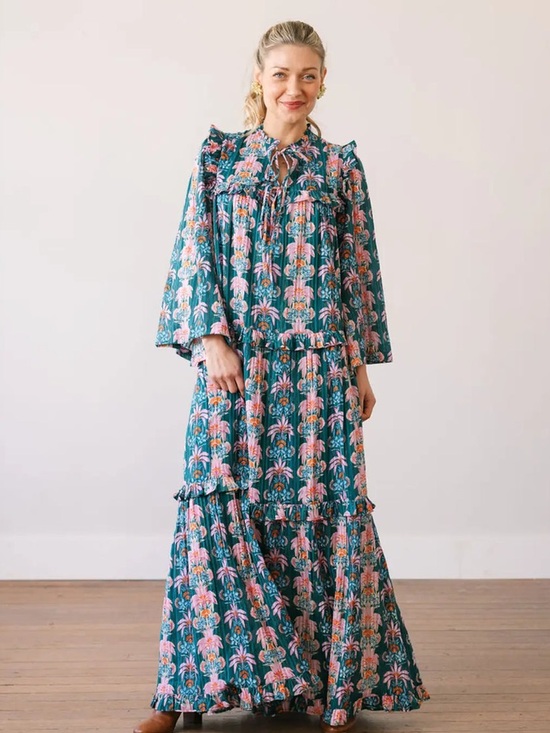 Sunshine Tienda Dresses & Skirts - Sunshine Tienda Palm Royale Paradise Maxi Dress XL NWOT Cotton Lurex